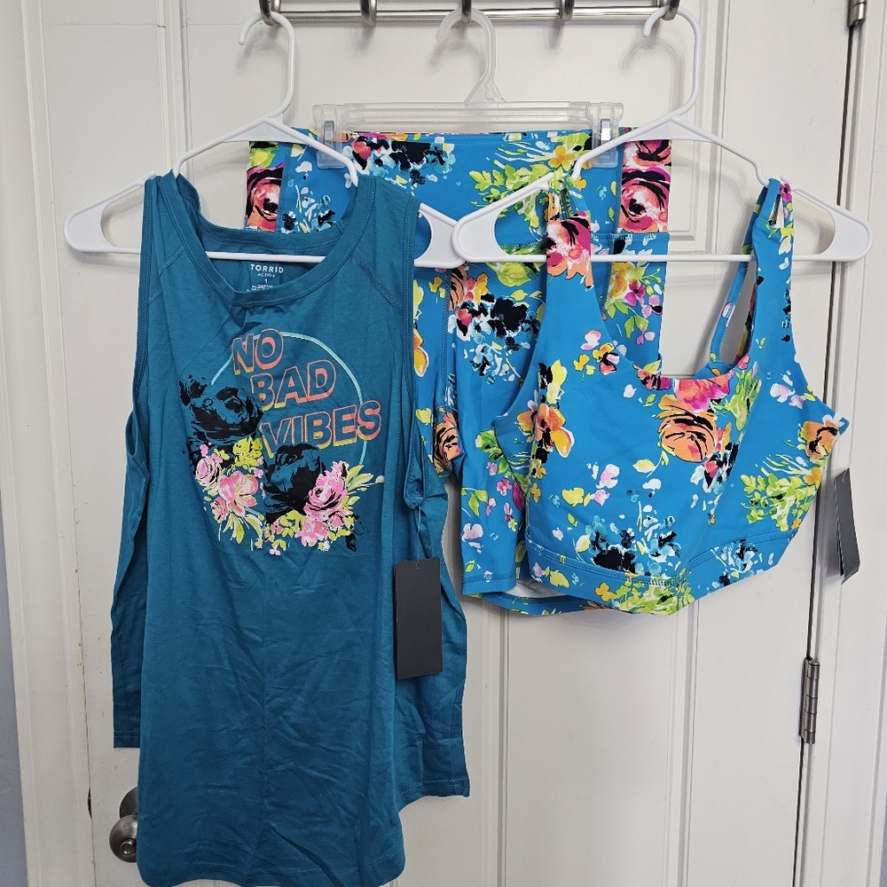 Torrid Active Bike Shorts Tank Bra Matching Set